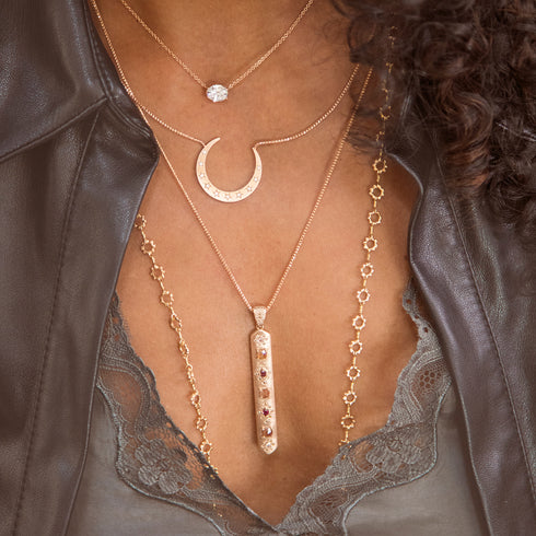 pink tourmaline, champagne diamond sis, up close<br>shop the look > la luna bella <span class='visuallyhidden'>Call or text 323-404-2959 if you need shopping assistance.</span>